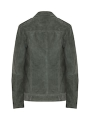 Long Tall Sally Grey Premium Suede Biker Jacket - Image 7 of 7