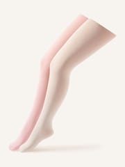 Monsoon White Plain Tights 2 Pack - Image 1 of 3