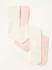 Monsoon White Plain Tights 2 Pack - Image 2 of 3