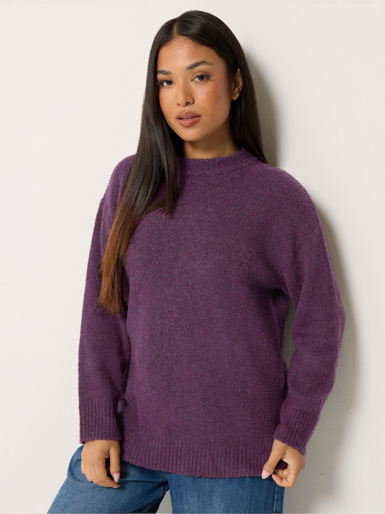 M&Co Purple Petite Crew Neck Jumper - Image 1 of 6 M&Co Purple Petite Crew Neck Jumper - Image 1 of 6