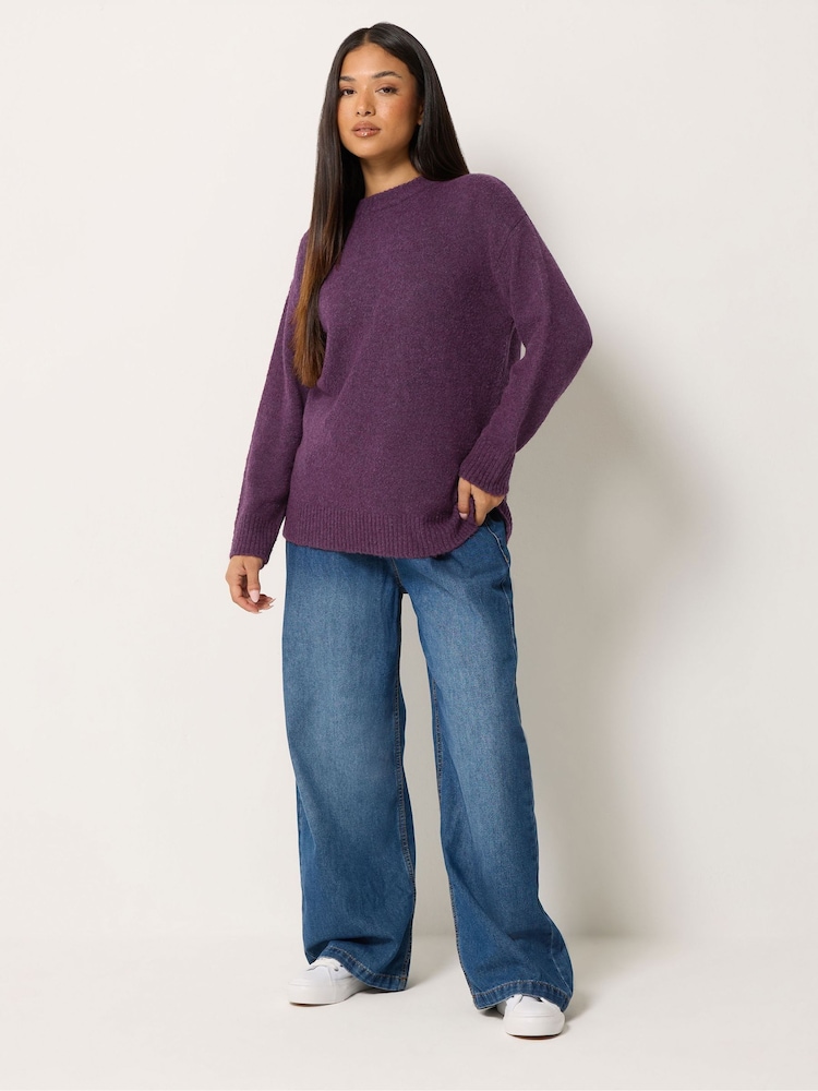 M&Co Purple Petite Crew Neck Jumper - Image 2 of 6 M&Co Purple Petite Crew Neck Jumper - Image 2 of 6