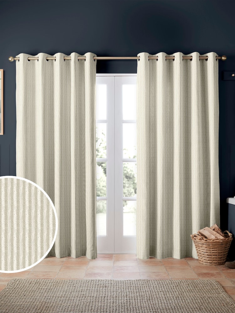 Emily Bond Natural Oscar Stripe Made to Measure Curtains - Image 1 of 9