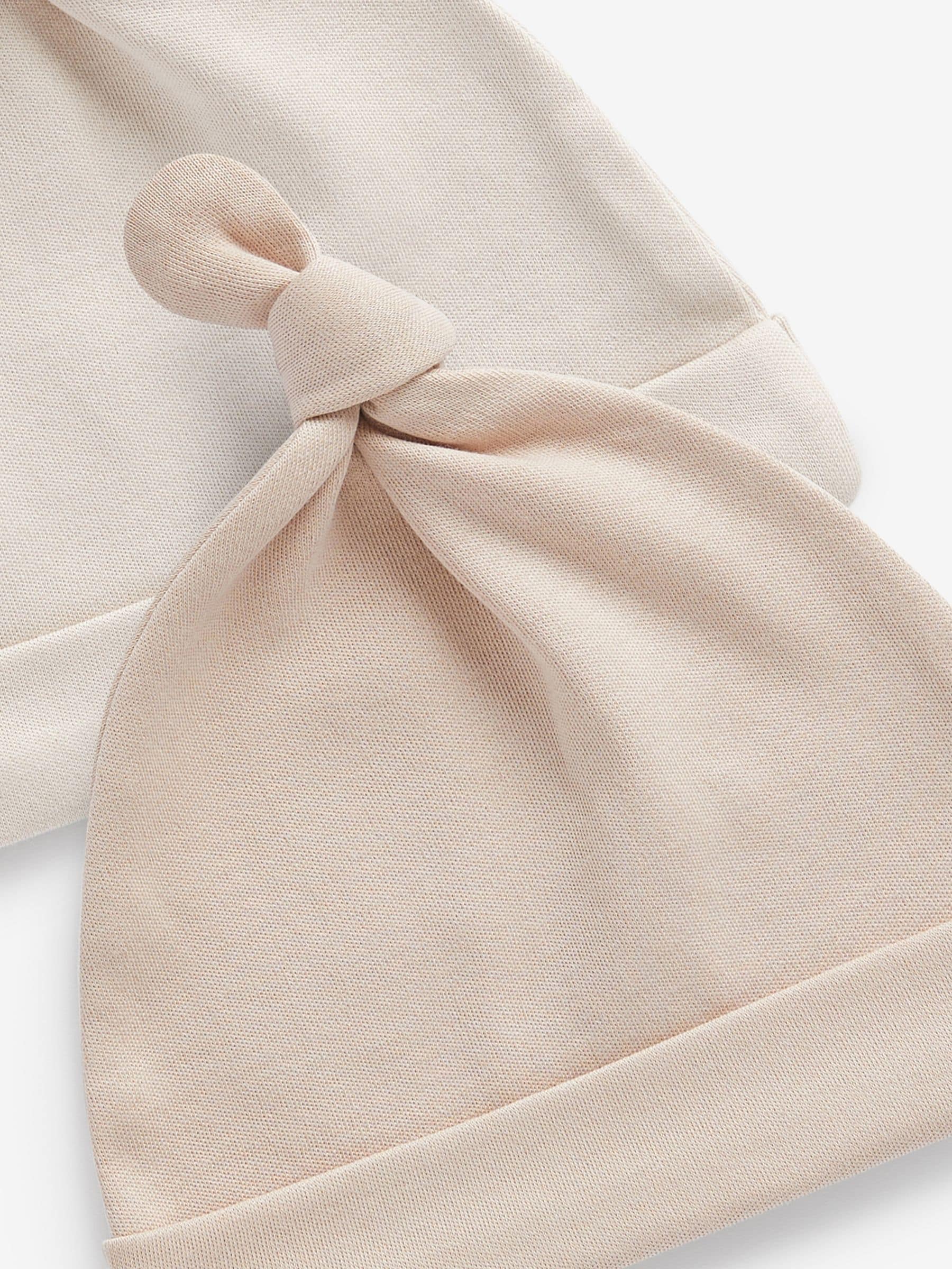 Buy Neutral 3 Pack 100 Cotton Tie Top Baby Hats 0 12mths from Next USA