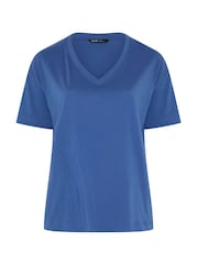 Yours Curve Blue Relaxed Longline T-Shirt - Image 5 of 6