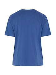 Yours Curve Blue Relaxed Longline T-Shirt - Image 6 of 6