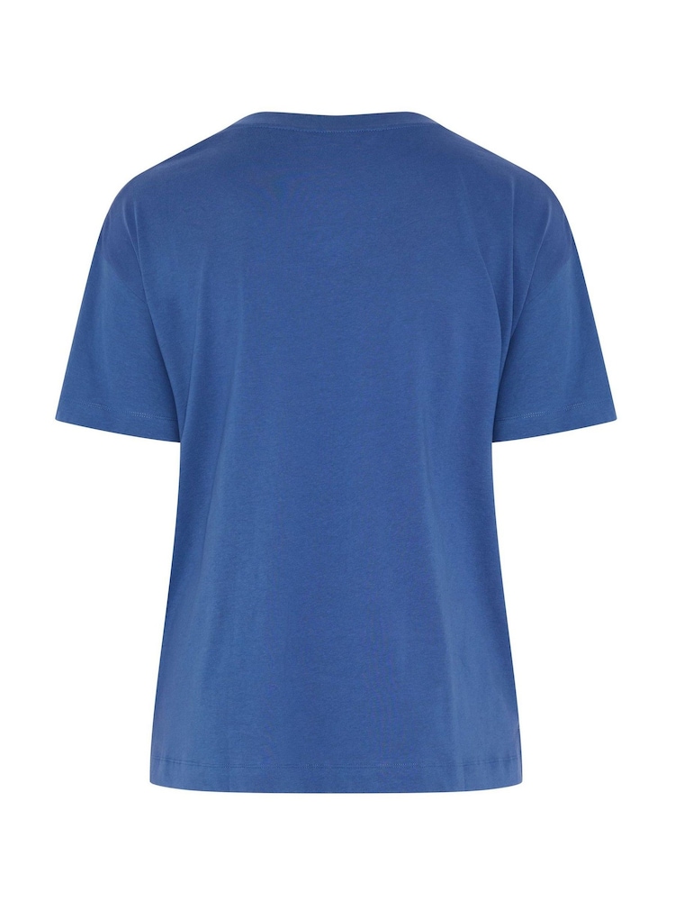 Yours Curve Blue Relaxed Longline T-Shirt - Image 6 of 6 Yours Curve Blue Relaxed Longline T-Shirt - Image 6 of 6