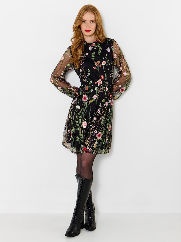 Joe Browns Black Ophelia Floral Embroidered Dress - Image 1 of 5 Joe Browns Black Ophelia Floral Embroidered Dress - Image 1 of 5