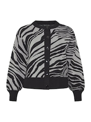 Yours Curve Grey Limited Balloon Sleeve Zebra Print Cardigan - Image 5 of 6