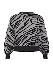 Yours Curve Grey Limited Balloon Sleeve Zebra Print Cardigan - Image 6 of 6