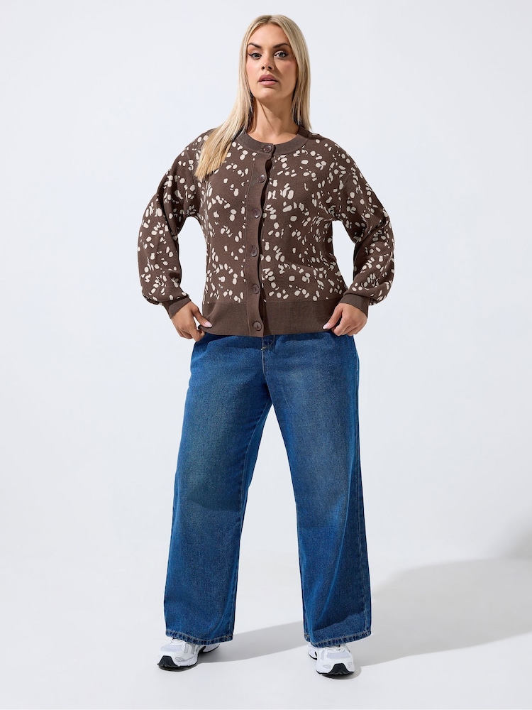 Yours Curve Brown Limited Balloon Sleeve Cardigan - Image 2 of 6 Yours Curve Brown Limited Balloon Sleeve Cardigan - Image 2 of 6