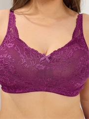 Қызғылт - Yours Curve Lace төсемсіз, сымсыз толық кесе бюстгальтері - 4суретінің 4 суреті