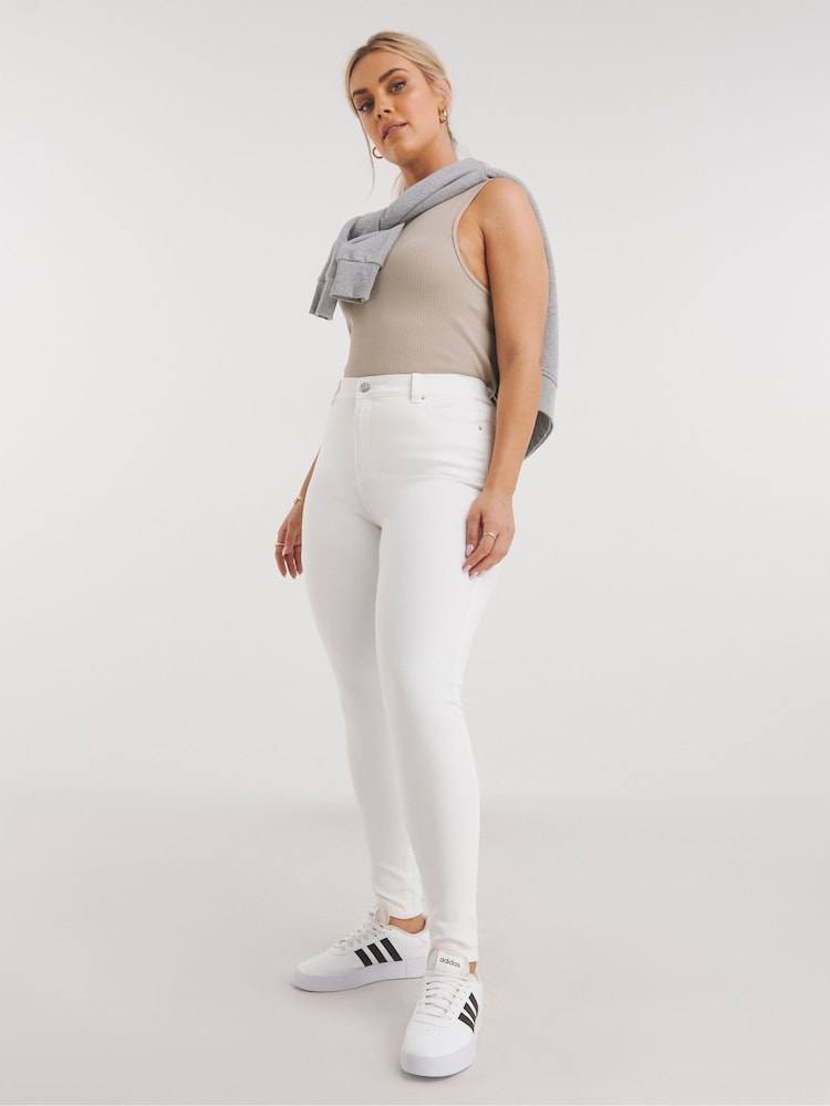 Simply Be White 24/7 Blue Skinny Jeans - Image 1 of 4
