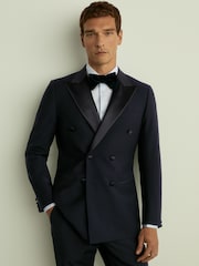 Reiss Navy Poker Db Double Breasted Tuxedo Slim Fit Jacket - Image 1 of 7