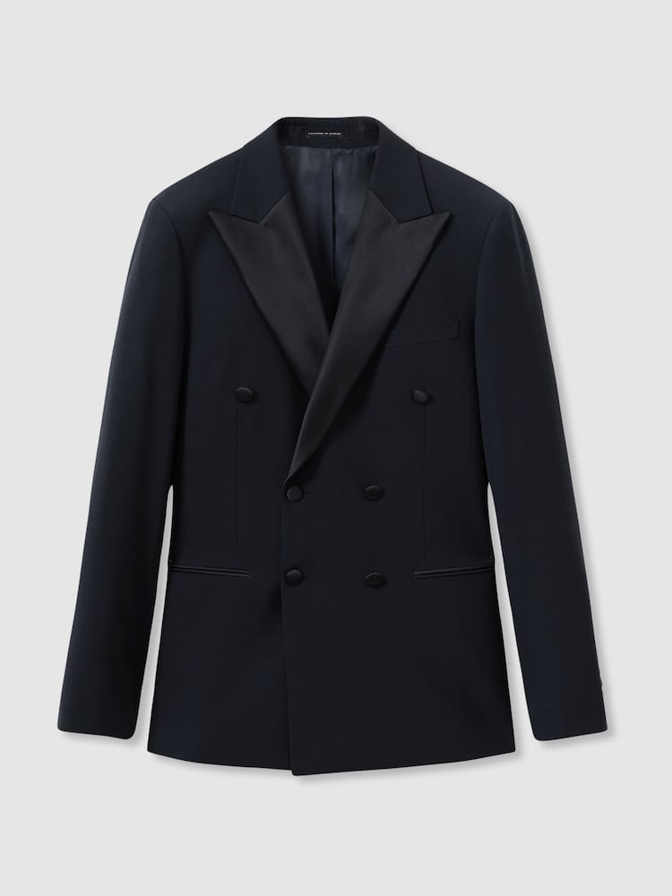 Reiss Navy Poker Db Double Breasted Tuxedo Slim Fit Jacket - Image 2 of 7