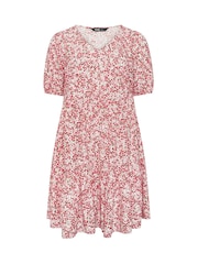 Yours Curve White Floral Tiered Smock Dress - Image 5 of 5
