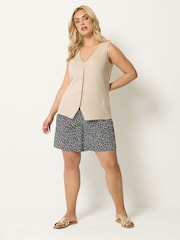 Yours Curve Black Textured Shorts - Image 2 of 5