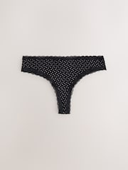 Navy/Blue/Black Spot - Lot de 4 culottes en coton et dentelle - Image 2 de 7
