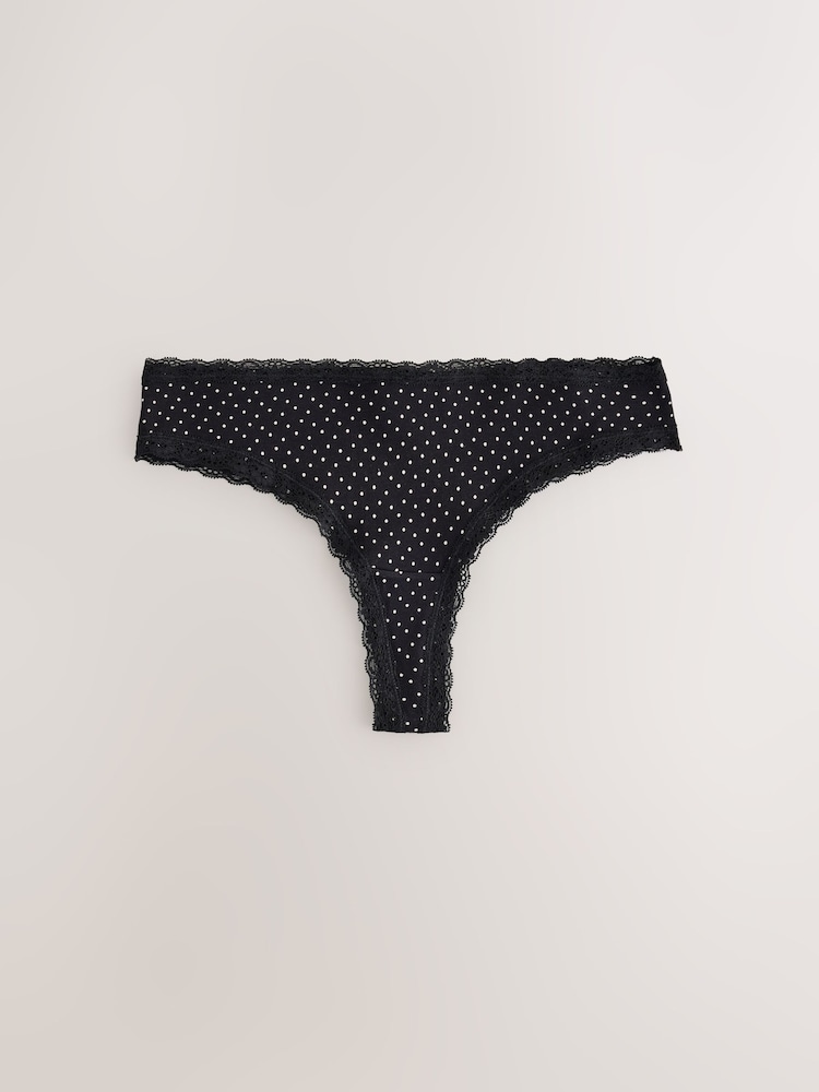 Navy/Blue/Black Spot - Lot de 4 culottes en coton et dentelle - Image 2 de 7 Navy/Blue/Black Spot - Lot de 4 culottes en coton et dentelle - Image 2 de 7