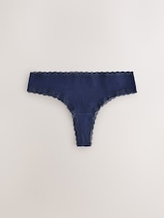 Navy/Blue/Black Spot - Lot de 4 culottes en coton et dentelle - Image 5 de 7