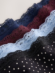 Navy/Blue/Black Spot - Lot de 4 culottes en coton et dentelle - Image 7 de 7