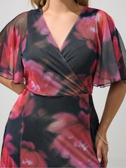 Yours Curve Black London Floral Abstract Mesh Dress - Image 4 of 5