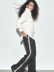 Leopard Side Stripe Jersey Denim Wide Leg Trousers - Image 1 of 8