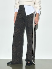 Leopard Side Stripe Jersey Denim Wide Leg Trousers - Image 2 of 8
