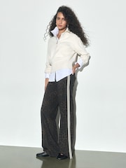 Leopard Side Stripe Jersey Denim Wide Leg Trousers - Image 3 of 8
