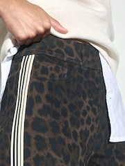 Leopard Side Stripe Jersey Denim Wide Leg Trousers - Image 5 of 8