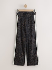 Leopard Side Stripe Jersey Denim Wide Leg Trousers - Image 6 of 8