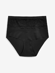 Black/Nude High Waist Lace Tummy Control Light Shaping Knickers 2 Pack - Image 10 of 10