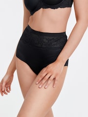 Black/Nude High Waist Lace Tummy Control Light Shaping Knickers 2 Pack - Image 5 of 10