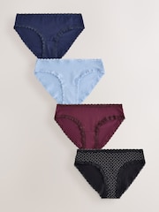 Navy/Blue/Black Spot - Slips aus Baumwolle und Spitze 4er-Pack - Bild 1 von 7