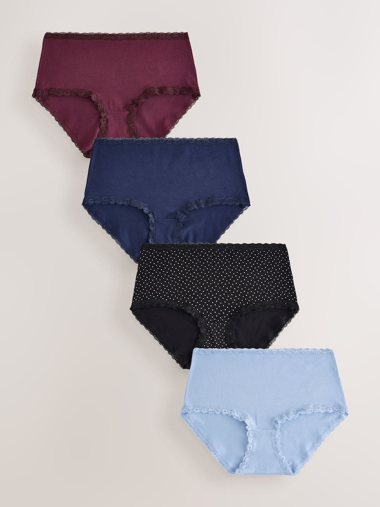 Navy/Blue/Black Spot - Pamučne i čipkaste gaćice 4 Pack - Slika 1 od 7