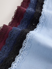 Navy/Blue/Black Spot Midi Cotton and Lace Knickers 4 Pack - Image 11 of 11