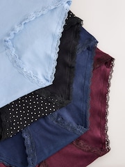 Navy/Blue/Black Spot - Pamučne i čipkaste gaćice 4 Pack - Slika 6 od 7