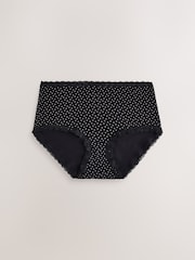 Navy/Blue/Black Spot Midi Cotton and Lace Knickers 4 Pack - Image 8 of 11