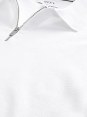 White Knitted Regular Fit Zip Polo Shirt - Image 7 of 8