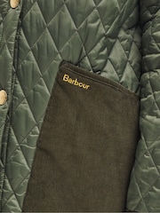 Barbour® Green Reeth Diamond Quilt Cord Patch 100% Cotton Jacket - Image 12 of 12