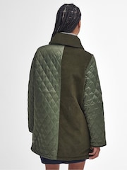 Barbour® Green Reeth Diamond Quilt Cord Patch 100% Cotton Jacket - Image 2 of 12