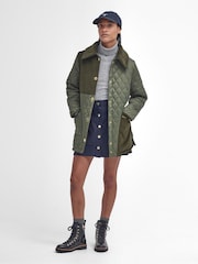 Barbour® Green Reeth Diamond Quilt Cord Patch 100% Cotton Jacket - Image 3 of 12