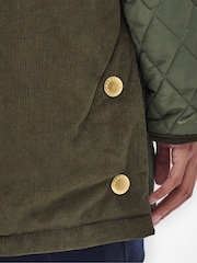 Barbour® Green Reeth Diamond Quilt Cord Patch 100% Cotton Jacket - Image 6 of 12