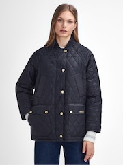 Barbour® Navy Sport Beadnell 100% Cotton Quilt Jacket - Image 2 of 9