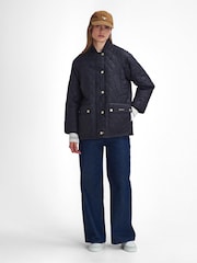 Barbour® Navy Sport Beadnell 100% Cotton Quilt Jacket - Image 6 of 9