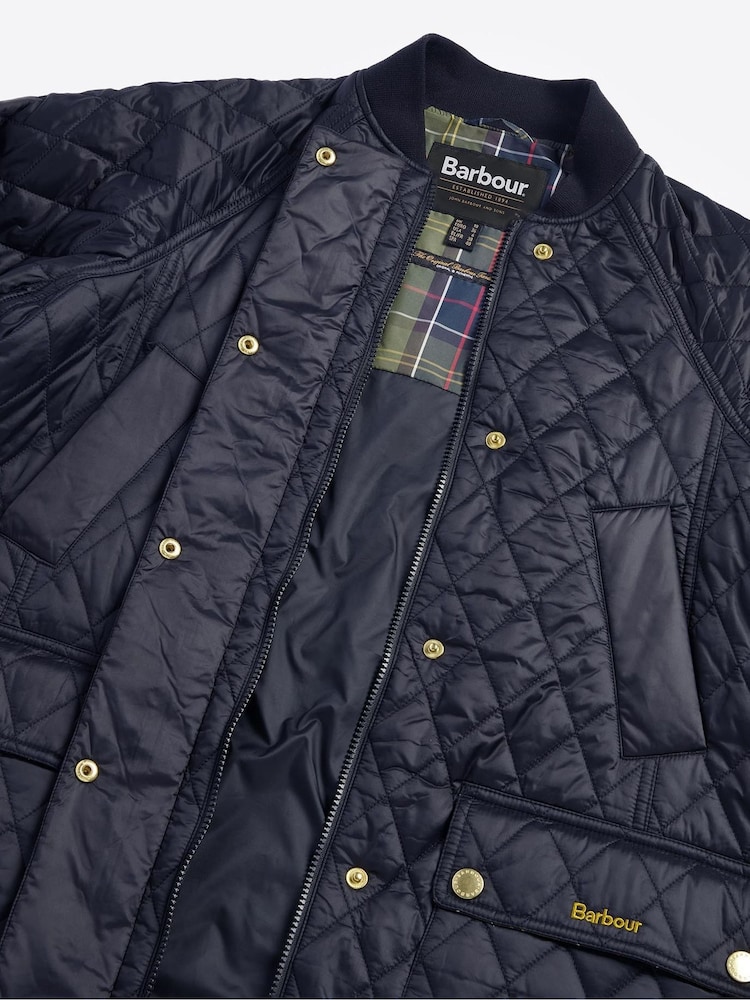 Barbour® Navy Sport Beadnell 100% Cotton Quilt Jacket - Image 9 of 9