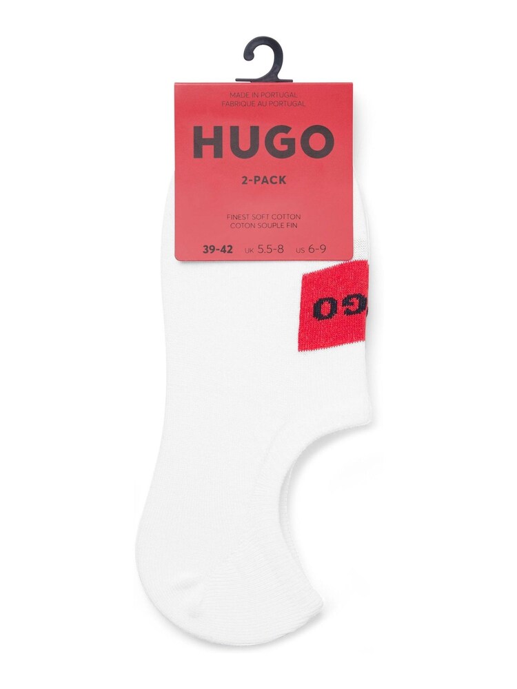 HUGO White Low Cut Label Socks 2 Pack - Image 2 of 3 HUGO White Low Cut Label Socks 2 Pack - Image 2 of 3