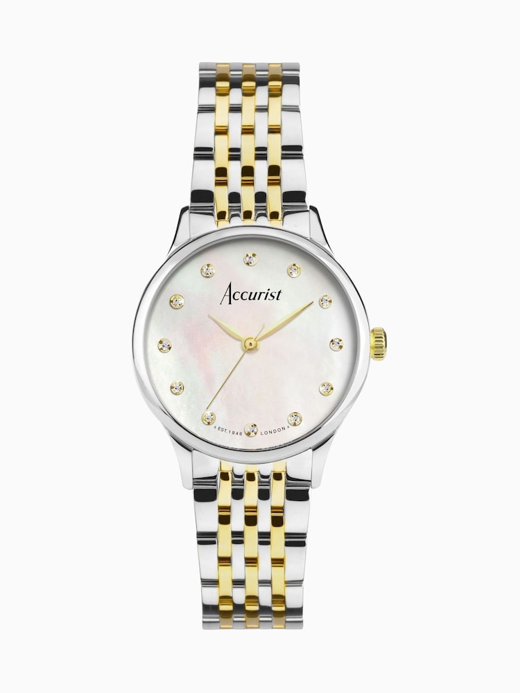 Accurist Ladies Silver Tone Dress Two Stainless Steel Bracelet 28mm Watch - Image 1 of 6