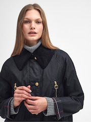 Barbour® Black 100% Cotton Ebberston Longline Archive Wax Jacket - Image 2 of 8