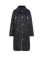 Barbour® Black 100% Cotton Ebberston Longline Archive Wax Jacket - Image 6 of 8
