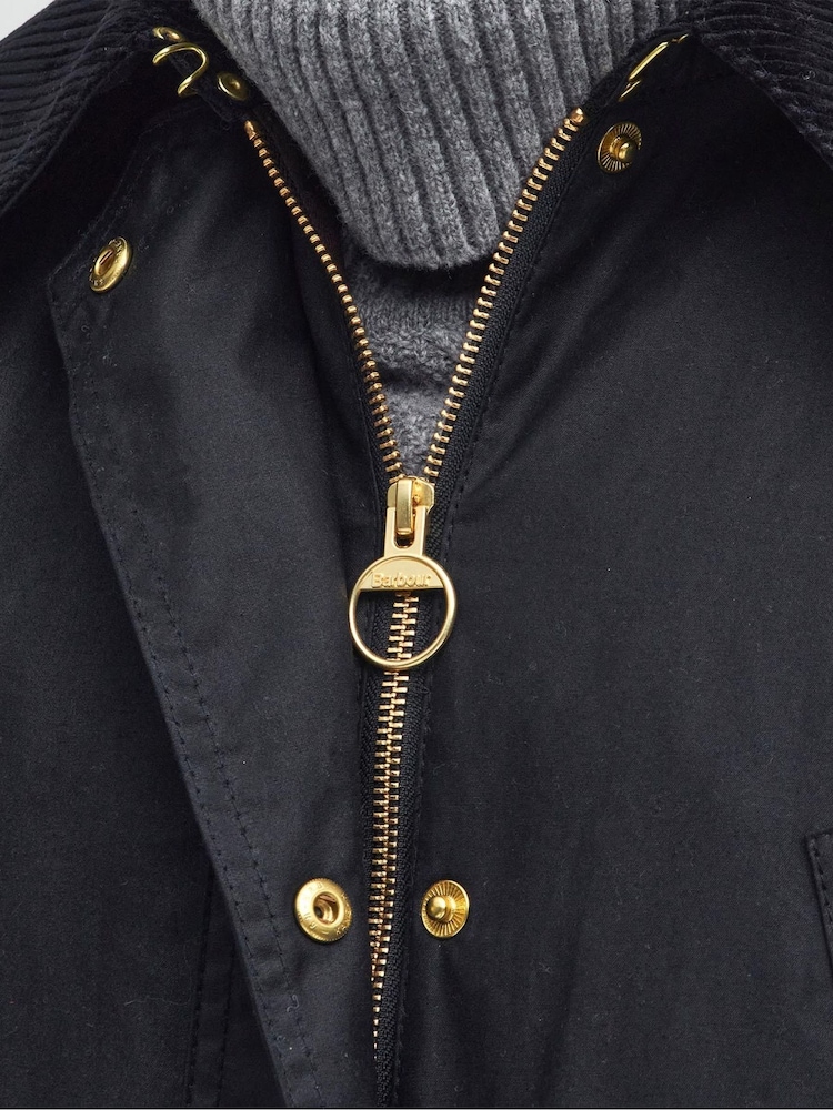 Barbour® Black 100% Cotton Ebberston Longline Archive Wax Jacket - Image 8 of 8